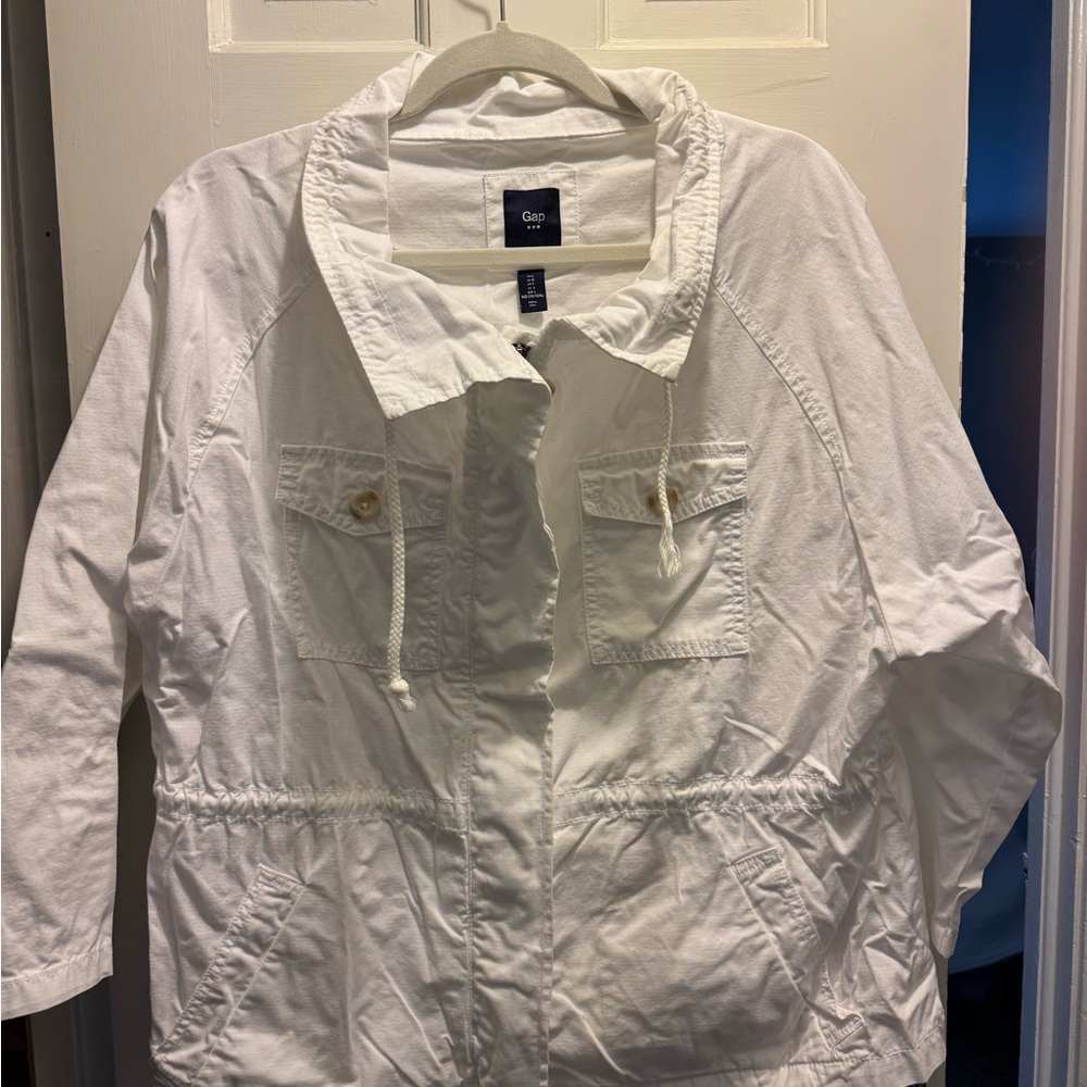 GAP White Utility Jacket Lightweight Cotton Blend